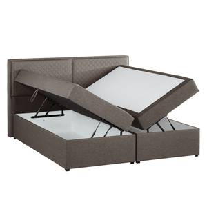 Gestoffeerd bed Asmara geweven stof - grijs - Espressokleurig - 180 x 200cm - Met hoofdeinde