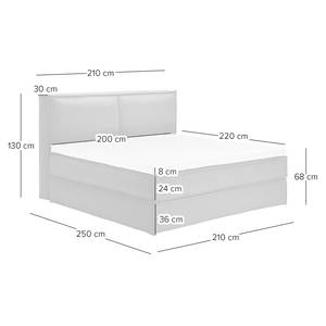 Premium boxspring KINX geweven stof - Stof KINX: Grijs - 200 x 220cm - H2 zacht - 130cm