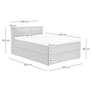 Premium boxspring KINX geweven stof - Stof KINX: Grijs - 140 x 220cm - H2 zacht - 100cm