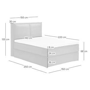 Lit boxspring Kinx Tissu - Tissu KINX : Gris - 140 x 220cm - D2 souple - 130 cm