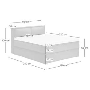 Lit boxspring Kinx Tissu - Tissu KINX : Blanc - 160 x 220cm - D2 souple - 100 cm