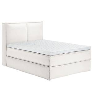 Premium Boxspringbett KINX Webstoff - Stoff KINX: Weiß - 140 x 220cm - H2 - 130 cm