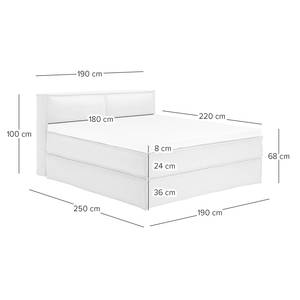 Premium boxspring KINX geweven stof - Stof KINX: Wit - 180 x 220cm - H2 zacht - 100cm