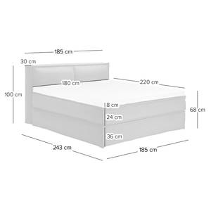 Premium boxspring KINX geweven stof - Stof KINX: Wit - 180 x 220cm - H2 zacht - 100cm