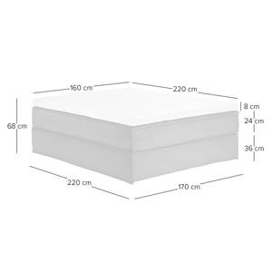 Premium Boxspringbett KINX Webstoff - Stoff KINX: Weiß - 160 x 220cm - H2 - Ohne