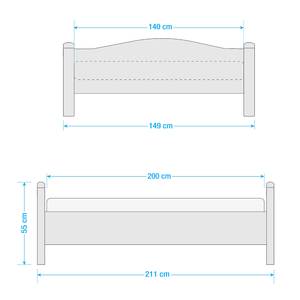 Bett Rita Kiefer massiv - Liegefläche 140 x 200 cm