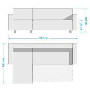 Hoekbank Dublin II (met slaapfunctie) kunstleer/structuurstof - longchair aan beide zijden monteerbaar - Zwart/antraciet