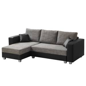 Ecksofa Dublin II (mit Schlaffunktion / beidseitig montierbar) - Kunstleder/Strukturstoff - Schwarz / Anthrazit