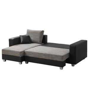 Ecksofa Dublin II (mit Schlaffunktion / beidseitig montierbar) - Kunstleder/Strukturstoff - Schwarz / Anthrazit