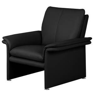 Fauteuil Capri zwart echt leer - Leer Mabel: Zwart