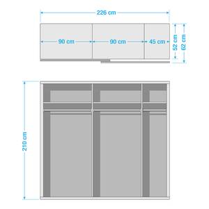 Armoire à portes coulissantes Quadra I Blanc alpin / Gris métallisé - 226 x 210 cm
