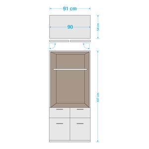 Drehtürenschrank Celle (2-türig) Hochglanz Weiß/Alpinweiß