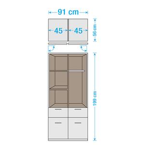 Draaideurkast Bochum alpinewit - zwart glas - 2-deurs - 91cm