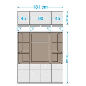 Armoire à portes battantes Bochum blanc alpin/Verre dépoli - Largeur de l’armoire 181 cm, 4 portes