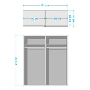 Schuifdeurkast Quadra alpinewit/zwart - kastbreedte: 181cm - 2-deurs - 181 x 210 cm