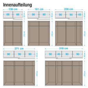 Schwebetürenschrank Quadra (mit Spiegel) Alpinweiß - Breite x Höhe: 181 x 210 cm - 181 x 210 cm