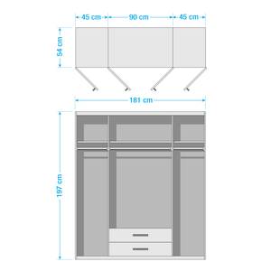 Armadio ad ante a battente Case III Bianco alpino - Larghezza dell'armadio: 181 cm - a 4 ante