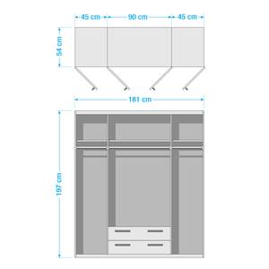 Armoire à portes battantes Case III Blanc alpin / Imitation chêne de Sonoma - 181 cm - 4 portes