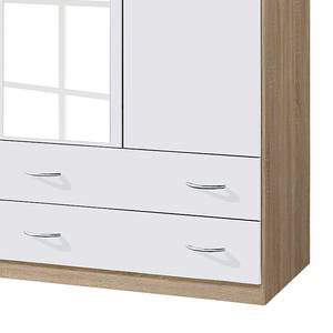 Armoire à portes battantes Case IV Blanc alpin / Imitation chêne de Sonoma - 136 cm - 3 portes