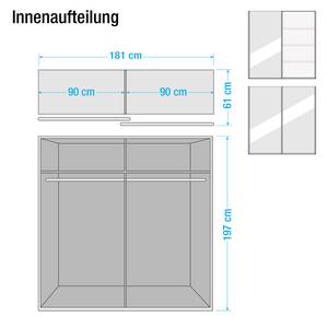 Schwebetürenschrank Subito 1 Spiegeltür - Eiche Sanremo Hell Dekor - Breite: 181 cm