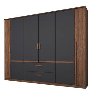 Armoire à portes battantes Bernau Marron foncé / Anthracite - Largeur : 226 cm