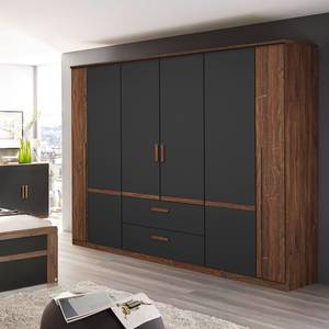 Drehtürenschrank Bernau Dunkelbraun / Anthrazit - Breite: 226 cm