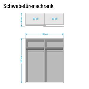 Zweefdeurkast Subito-Color San Remo eikenhouten look/wit - Breedte: 181 cm