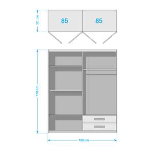 Armoire à portes pivotantes Rasant Imitation chêne de Sonoma - Largeur : 168 cm - Sans portes miroir