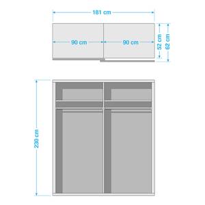 Armoire à portes coulissantes Quadra I Imitation chêne de Sonoma / Verre de miroir - 181 x 230 cm