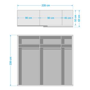 Armoire à portes coulissantes Quadra Blanc alpin / Noir - 226 x 230 cm - 226 x 230 cm