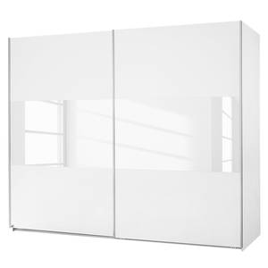 Armoire à portes coulissantes Loriga Blanc alpin / Verre blanc - Largeur : 218 cm