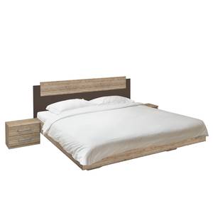 Beddenset Borba (3-delig) Lichte San Remo eikenhouten look/lavasteenkleurig - 160 x 200cm