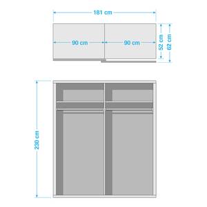 Armadio ad ante scorrevoli Quadra specchio.  Grigio metallizzato/Vetro bianco - 181 x 230 cm - 1 ante a specchio