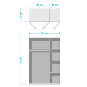 Armadio ad ante a battente Celle Bianco alpino/Bianco lucido - Larghezza: 136 cm