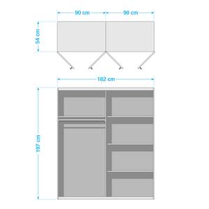 Drehtürenschrank Celle Eiche Sonoma Dekor / Hochglanz Weiß - Breite: 181 cm