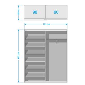 Armoire à portes coulissantes Minosa Blanc alpin / Blanc brillant - Largeur : 181 cm