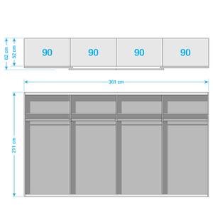 Schwebetürenschrank Syncrono-C Alpinweiß - 271 cm (4-türig) - 211 cm - Eiche Sanremo Dekor - 361 x 211 cm