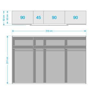 Schwebetürenschrank Syncrono-C Alpinweiß - 271 cm (4-türig) - 211 cm - Alpinweiß - 316 x 211 cm