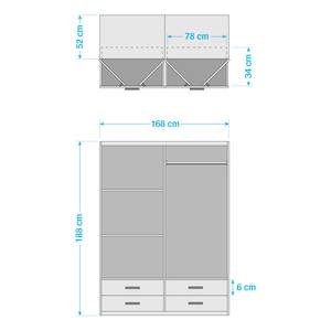 Armoire Rasant-Extra I portes battantes - Anthracite / Imitation chêne de Sonoma - Largeur : 168 cm - Avec portes miroir