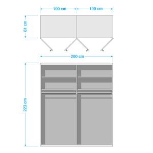 Armoire à portes battantes Vadora Imitation chêne de San Remo foncé - Largeur : 200 cm - Sans cadre passepartout - Sans éclairage