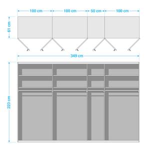 Armoire à portes battantes Vadora Imitation chêne de San Remo foncé - Largeur : 349 cm - Sans cadre passepartout - Sans éclairage