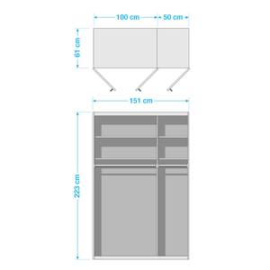 Armoire à portes battantes Vadora Imitation chêne de San Remo foncé - Largeur : 151 cm - Avec cadre passepartout - Sans éclairage