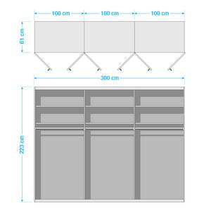 Armoire à portes battantes Vadora Imitation chêne de San Remo foncé - Largeur : 300 cm - Avec cadre passepartout - Sans éclairage