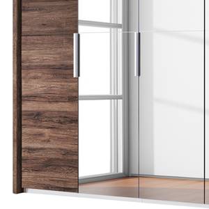 Armoire à portes battantes Vadora Imitation chêne de San Remo foncé - Largeur : 250 cm - Avec cadre passepartout - Avec éclairage