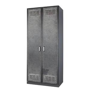 Armoire à portes battantes Workbase I Aspect imprimé industriel / Gris graphite - 2 porte