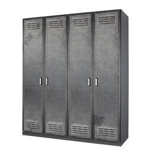 Armoire à portes battantes Workbase I Aspect imprimé industriel / Gris graphite - 4 portes