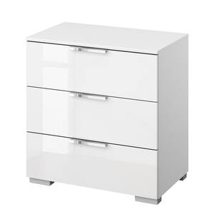 Table de chevet SKØP x3 Blanc brillant / Blanc alpin - Largeur : 50 cm - Chrome