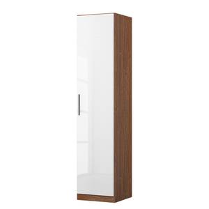 Drehtürenschrank KiYDOO V Hochglanz Weiß / Eiche Stirling Dekor - 47 x 197 cm