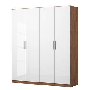 Drehtürenschrank KiYDOO V Hochglanz Weiß / Eiche Stirling Dekor - 181 x 210 cm