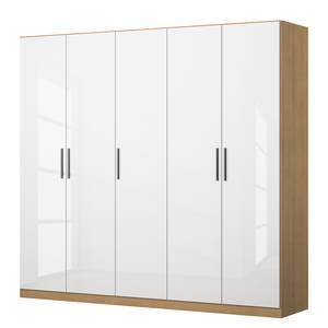 Drehtürenschrank KiYDOO V Hochglanz Weiß / Eiche Riviera Dekor - 226 x 210 cm